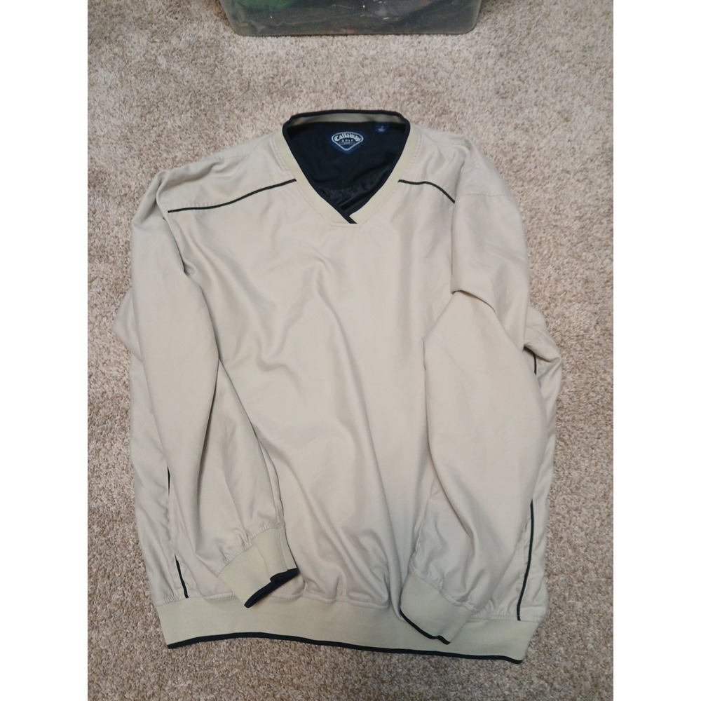 Callaway Golf Sport  Windbreaker Mens L  Light Tan / Cream  Pullover EUC